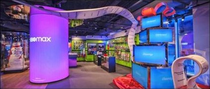 HBO Max retail takeover columns and signage